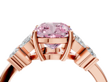 Rose gold Fancy Pink Cushion  Diamond Floral Cluster Ring with Solitaire Band and Prong Setting_72
