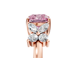 Rose gold Fancy Pink Cushion  Diamond Floral Cluster Ring with Solitaire Band and Prong Setting_73