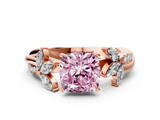 Rose gold Fancy Pink Cushion  Diamond Floral Vine Solitaire Engagement Ring_3
