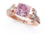 Rose gold Fancy Pink Cushion  Diamond Floral Vine Solitaire Engagement Ring_4