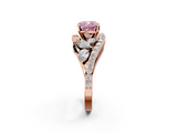 Rose gold Fancy Pink Cushion  Diamond Halo Ring with Marquise and Pavé Band in Prong Setting_70