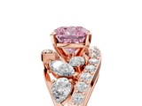 Rose gold Fancy Pink Cushion  Diamond Halo Ring with Marquise and Pavé Band in Prong Setting_73