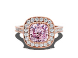 Rose gold Fancy Pink Cushion  Diamond Halo Ring with Milgrain Frame and Pavé Band_60