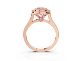Rose gold Fancy Pink Cushion  Diamond Halo Ring with Milgrain Frame and Pavé Band_63