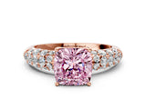 Rose gold Fancy Pink Cushion  Diamond Pavé Band Solitaire Ring with Four-Prong Setting_50