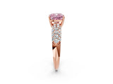 Rose gold Fancy Pink Cushion  Diamond Pavé Band Solitaire Ring with Four-Prong Setting_52