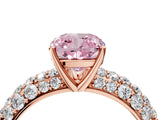 Rose gold Fancy Pink Cushion  Diamond Pavé Band Solitaire Ring with Four-Prong Setting_54