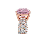 Rose gold Fancy Pink Cushion  Diamond Pavé Band Solitaire Ring with Four-Prong Setting_55