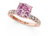 Rose gold Fancy Pink Cushion  Diamond Pavé Band Solitaire with Four-Prong Setting_185