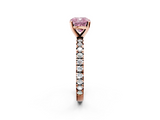 Rose gold Fancy Pink Cushion  Diamond Pavé Band Solitaire with Four-Prong Setting_186