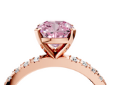 Rose gold Fancy Pink Cushion  Diamond Pavé Band Solitaire with Four-Prong Setting_188