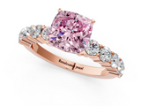 Rose gold Fancy Pink Cushion  Diamond Pavé Band Solitaire with Four-Prong Setting_4