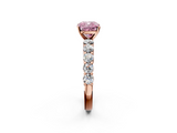 Rose gold Fancy Pink Cushion  Diamond Pavé Band Solitaire with Four-Prong Setting_5