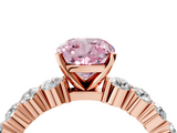 Rose gold Fancy Pink Cushion  Diamond Pavé Band Solitaire with Four-Prong Setting_7