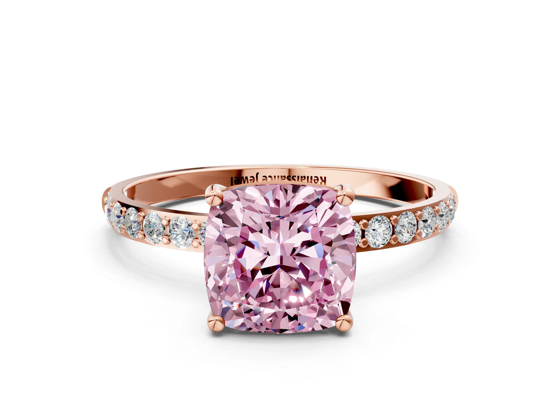 Rose gold Fancy Pink Cushion  Diamond Pavé Band with Six-Prong Setting_27
