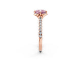 Rose gold Fancy Pink Cushion  Diamond Pave Band with Floral Prong Setting_29