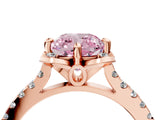 Rose gold Fancy Pink Cushion  Diamond Pave Band with Floral Prong Setting_31