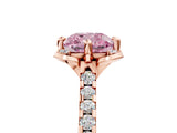 Rose gold Fancy Pink Cushion  Diamond Pave Band with Floral Prong Setting_32