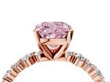 Rose gold Fancy Pink Cushion  Diamond Prong Set Engagement Ring with Pave Band_208