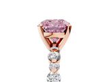 Rose gold Fancy Pink Cushion  Diamond Prong Set Engagement Ring with Pave Band_209