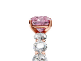 Rose gold Fancy Pink Cushion  Diamond Prong Setting with Side Stones on a Pave Band_136