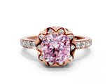 Rose gold Fancy Pink Cushion  Diamond Solitaire Ring with Shared Prong Pavé Band_53