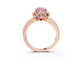 Rose gold Fancy Pink Cushion  Diamond Solitaire Ring with Shared Prong Pavé Band_56