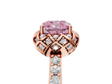 Rose gold Fancy Pink Cushion  Diamond Solitaire Ring with Shared Prong Pavé Band_58