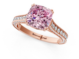Rose gold Fancy Pink Cushion  Diamond Solitaire with Pave Band and Six-Prong Setting_21