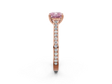 Rose gold Fancy Pink Cushion  Diamond Solitaire with Pave Band and Six-Prong Setting_22