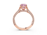 Rose gold Fancy Pink Cushion  Diamond Solitaire with Pave Band and Six-Prong Setting_23