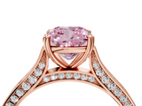 Rose gold Fancy Pink Cushion  Diamond Solitaire with Pave Band and Six-Prong Setting_24