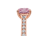 Rose gold Fancy Pink Cushion  Diamond Solitaire with Pave Band and Six-Prong Setting_25