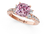 Rose gold Fancy Pink Cushion  Diamond Three-Stone Pave Band with Four-Prong Setting_21