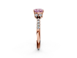 Rose gold Fancy Pink Cushion  Diamond Three-Stone Pave Band with Four-Prong Setting_22