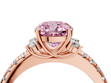 Rose gold Fancy Pink Cushion  Diamond Three-Stone Pave Band with Four-Prong Setting_24