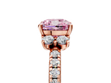 Rose gold Fancy Pink Cushion  Diamond Three-Stone Pave Band with Four-Prong Setting_25