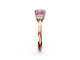 Rose gold Fancy Pink Cushion  Diamond Three-Stone Ring with Trapezoid Side Stones and Prong Setting_36