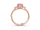 Rose gold Fancy Pink Cushion  Diamond Three-Stone Ring with Trapezoid Side Stones and Prong Setting_37