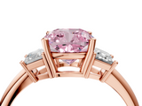 Rose gold Fancy Pink Cushion  Diamond Three-Stone Ring with Trapezoid Side Stones and Prong Setting_38