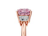 Rose gold Fancy Pink Cushion  Diamond Three-Stone Ring with Trapezoid Side Stones and Prong Setting_39