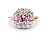 Rose gold Fancy Pink Cushion  Halo Cluster Diamond Engagement Ring with Prong Setting and Polished Band_33