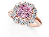 Rose gold Fancy Pink Cushion  Halo Cluster Diamond Engagement Ring with Prong Setting and Polished Band_34