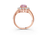 Rose gold Fancy Pink Cushion  Halo Cluster Diamond Engagement Ring with Prong Setting and Polished Band_36