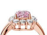 Rose gold Fancy Pink Cushion  Halo Cluster Diamond Engagement Ring with Prong Setting and Polished Band_37