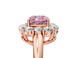 Rose gold Fancy Pink Cushion  Halo Cluster Diamond Engagement Ring with Prong Setting and Polished Band_38
