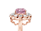 Rose gold Fancy Pink Cushion  Halo Cluster Diamond Engagement Ring with Solitaire Band and Prong Setting_54