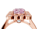 Rose gold Fancy Pink Cushion  Halo Diamond Cluster Engagement Ring with Milgrain Bezel Setting and Solitaire Band_55