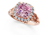 Rose gold Fancy Pink Cushion  Halo Diamond Engagement Ring with Filigree Band and Four-Prong Setting_82