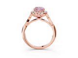 Rose gold Fancy Pink Cushion  Halo Diamond Engagement Ring with Filigree Band and Four-Prong Setting_84